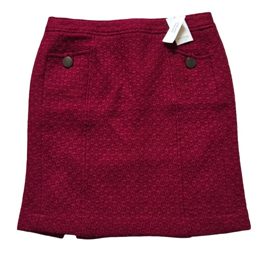 Banana Republic Skirt Women's Size 8 Red Wool Blend Pencil Skirt Business Twee